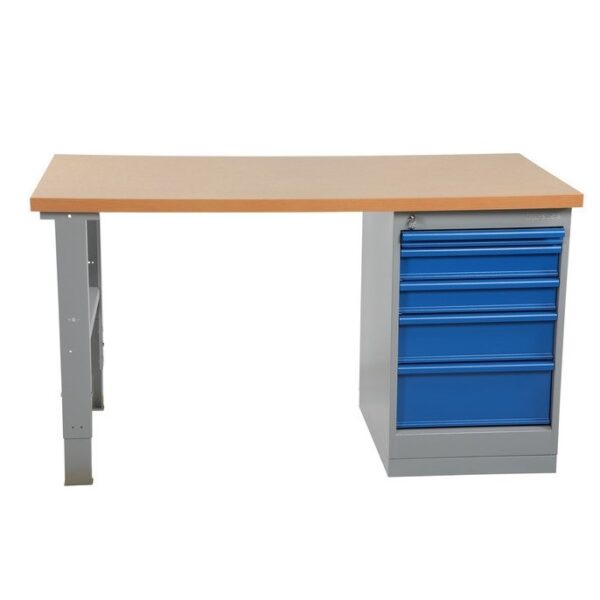 Arbejdsbord, 5 skuffe, 1600mm, Oliehærdet plade