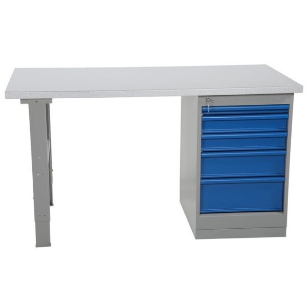 Arbejdsbord, 5 skuffe, 1600mm, Stål