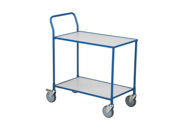 Blå hyldevogn med 2 hylder 425 x 765 mm fra Stakk