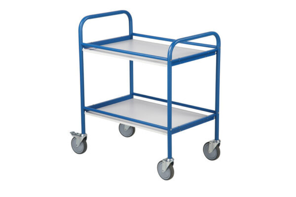 Blå hyldevogn med 2 hylder 510 x 710 mm fra Stakk